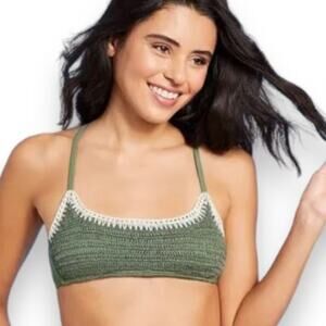 Xilaration Crochet Bralette Bikini Top Sage Green Large Juniors